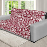 Red African Adinkra Tribe Symbols Futon Protector