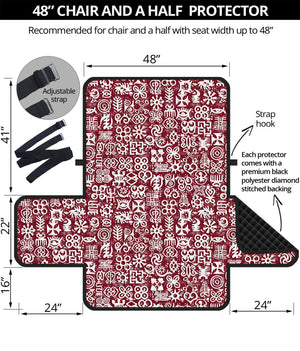 Red African Adinkra Tribe Symbols Half Sofa Protector