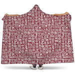 Red African Adinkra Tribe Symbols Hooded Blanket