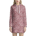 Red African Adinkra Tribe Symbols Pullover Hoodie Dress