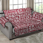 Red African Adinkra Tribe Symbols Loveseat Protector