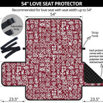 Red African Adinkra Tribe Symbols Loveseat Protector