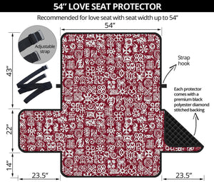 Red African Adinkra Tribe Symbols Loveseat Protector