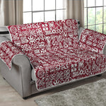 Red African Adinkra Tribe Symbols Loveseat Protector