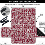 Red African Adinkra Tribe Symbols Loveseat Protector