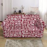 Red African Adinkra Tribe Symbols Loveseat Slipcover