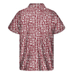 Red African Adinkra Tribe Symbols Men's Short Sleeve Shirt