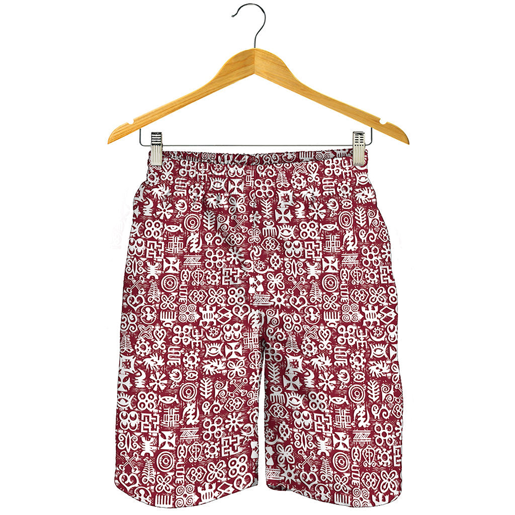 Red African Adinkra Tribe Symbols Men's Shorts