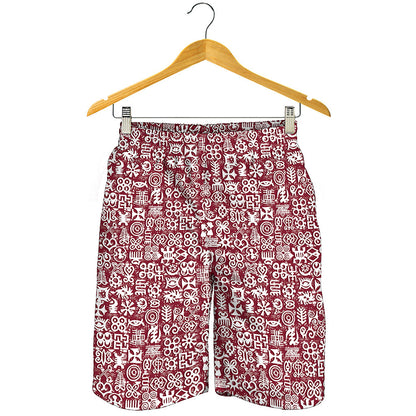 Red African Adinkra Tribe Symbols Men's Shorts