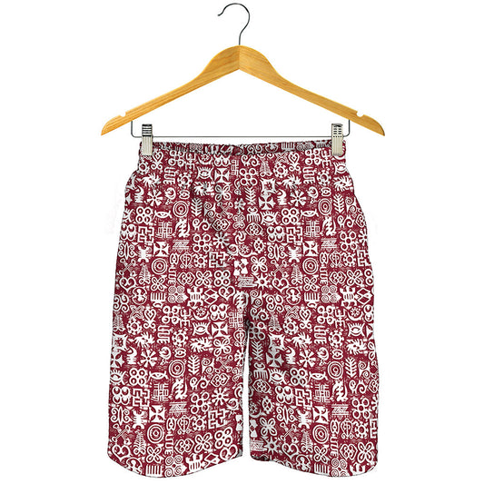 Red African Adinkra Tribe Symbols Men's Shorts