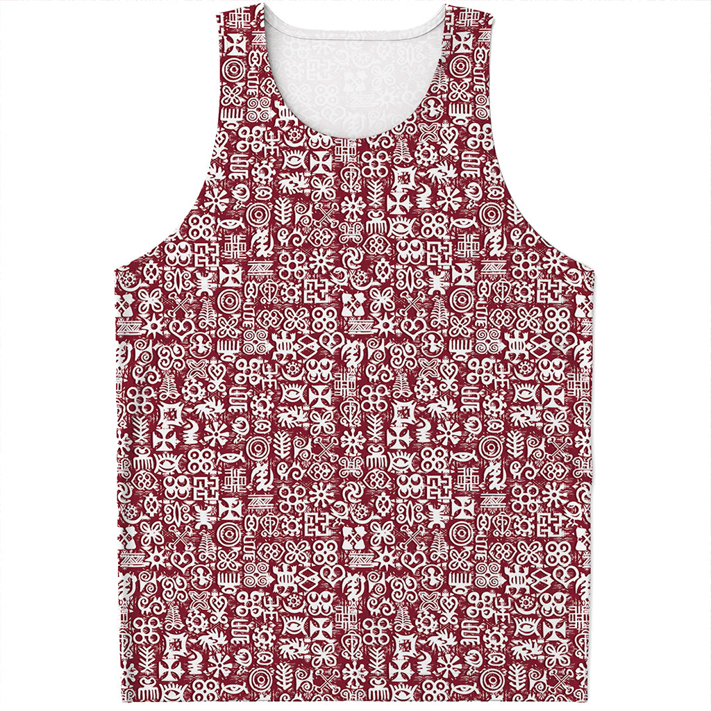 Red African Adinkra Tribe Symbols Men's Tank Top