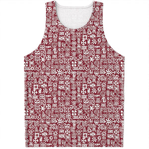 Red African Adinkra Tribe Symbols Men's Tank Top