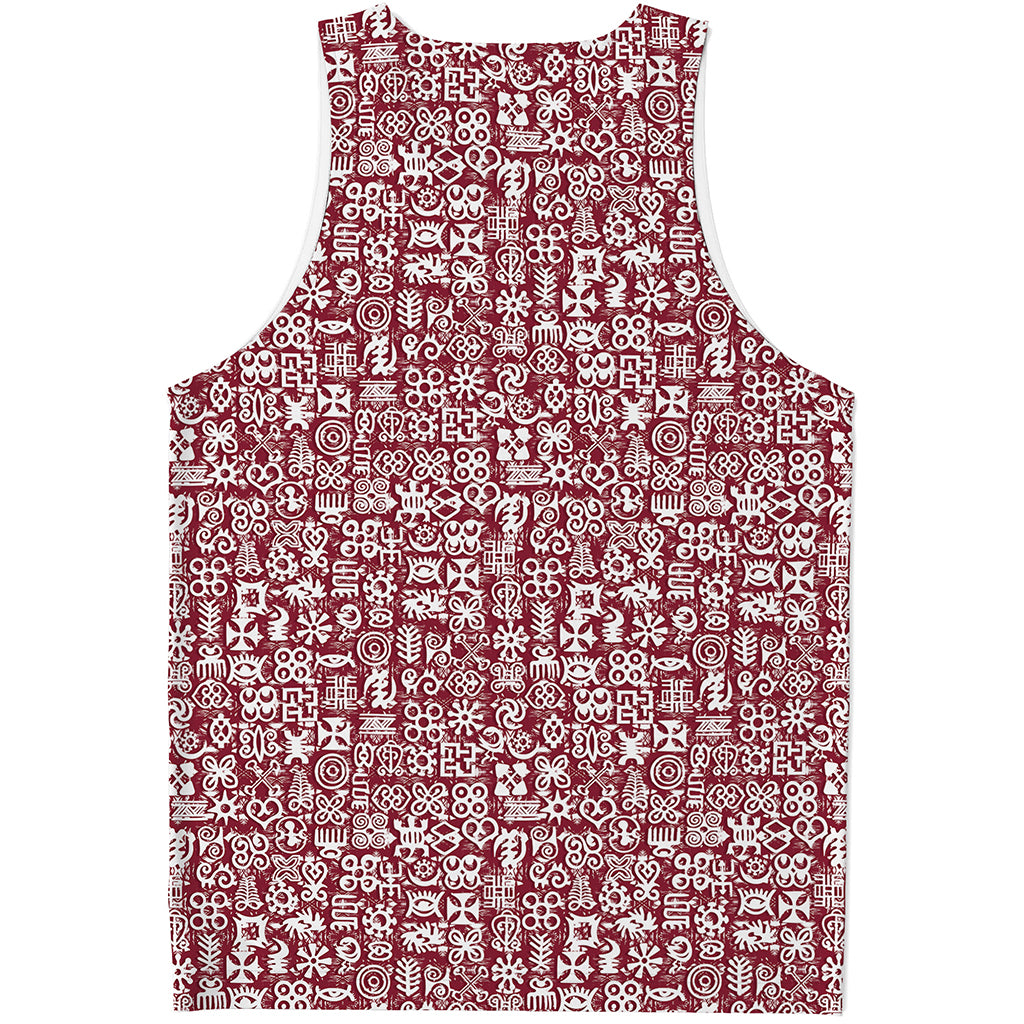 Red African Adinkra Tribe Symbols Men's Tank Top