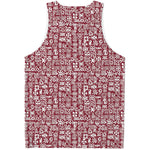 Red African Adinkra Tribe Symbols Men's Tank Top