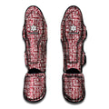 Red African Adinkra Tribe Symbols Muay Thai Shin Guards