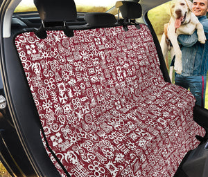 Red African Adinkra Tribe Symbols Pet Car Back Seat Cover