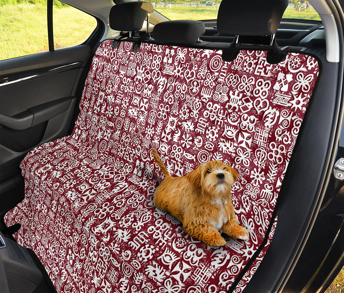 Red African Adinkra Tribe Symbols Pet Car Back Seat Cover