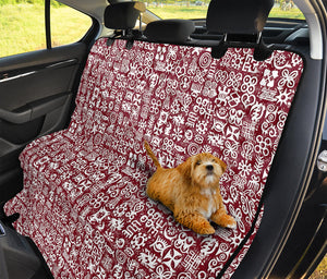 Red African Adinkra Tribe Symbols Pet Car Back Seat Cover