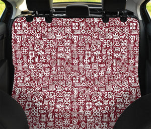 Red African Adinkra Tribe Symbols Pet Car Back Seat Cover