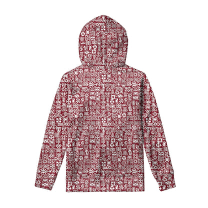 Red African Adinkra Tribe Symbols Pullover Hoodie