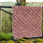 Red African Adinkra Tribe Symbols Quilt