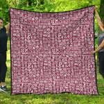 Red African Adinkra Tribe Symbols Quilt