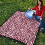 Red African Adinkra Tribe Symbols Quilt