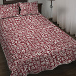 Red African Adinkra Tribe Symbols Quilt Bed Set