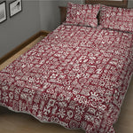 Red African Adinkra Tribe Symbols Quilt Bed Set