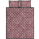 Red African Adinkra Tribe Symbols Quilt Bed Set