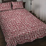 Red African Adinkra Tribe Symbols Quilt Bed Set