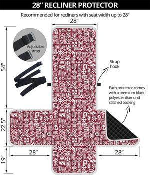 Red African Adinkra Tribe Symbols Recliner Protector