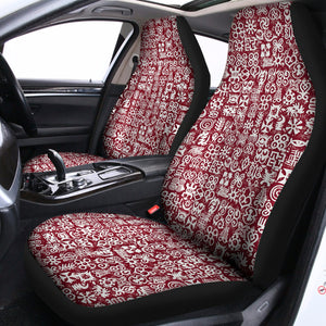 Red African Adinkra Tribe Symbols Universal Fit Car Seat Covers