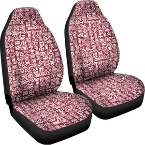 Red African Adinkra Tribe Symbols Universal Fit Car Seat Covers