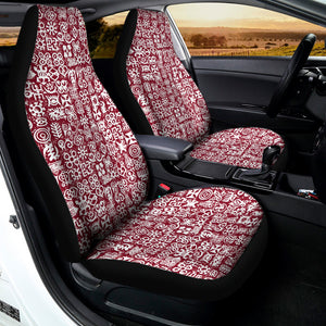 Red African Adinkra Tribe Symbols Universal Fit Car Seat Covers