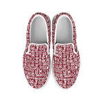 Red African Adinkra Tribe Symbols White Slip On Shoes