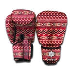 Red African Tribal Pattern Print Boxing Gloves