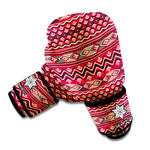 Red African Tribal Pattern Print Boxing Gloves