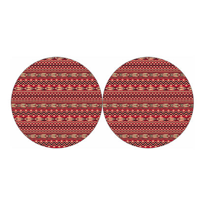 Red African Tribal Pattern Print Car Coasters