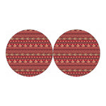 Red African Tribal Pattern Print Car Coasters