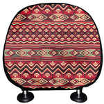 Red African Tribal Pattern Print Car Headrest Covers