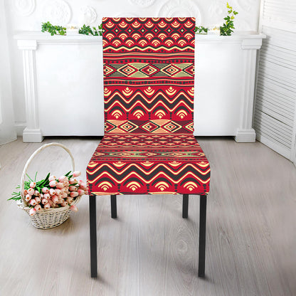 Red African Tribal Pattern Print Dining Chair Slipcover