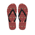 Red African Tribal Pattern Print Flip Flops