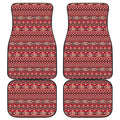 Red African Tribal Pattern Print Front and Back Car Floor Mats