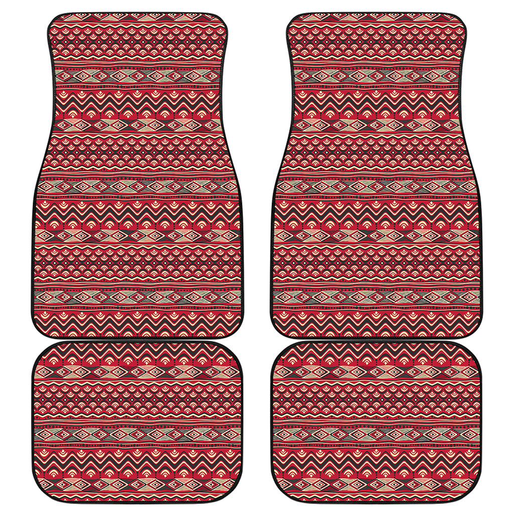 Red African Tribal Pattern Print Front and Back Car Floor Mats