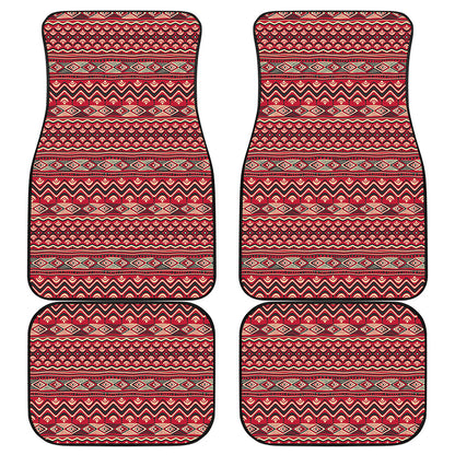 Red African Tribal Pattern Print Front and Back Car Floor Mats