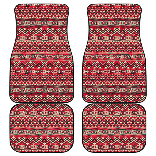 Red African Tribal Pattern Print Front and Back Car Floor Mats
