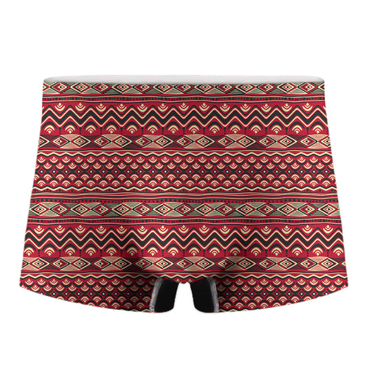Red African Tribal Pattern Print Men's Boxer Briefs
