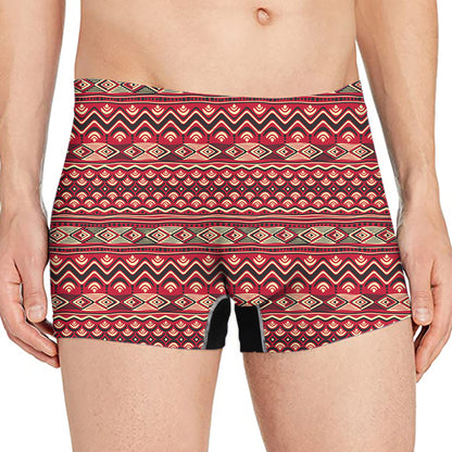Red African Tribal Pattern Print Men's Boxer Briefs