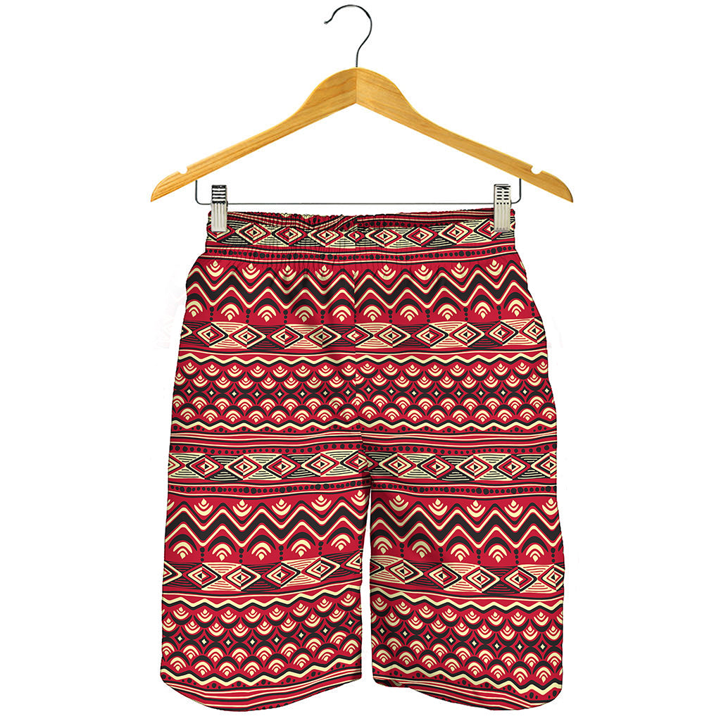 Red African Tribal Pattern Print Men's Shorts